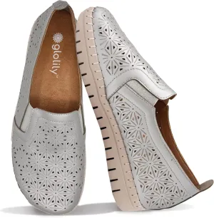 & Flexible Walking Shoes with Arch Support, Comfortable Casual Fashion Shoes for Women Glolily Elle Perf continuation Women's Comfort Sneakers - Orthotic Lightweight 