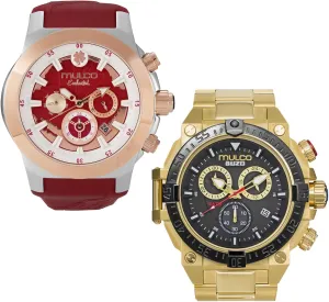 & Women Bundle �C Stainless Steel & shoot scourge gleam naked Silicone Bands, Large Face Analog Quartz, Waterproof, Rose Gold & Gun Metal, Luxury Gift Set MULCO Watches for Men 