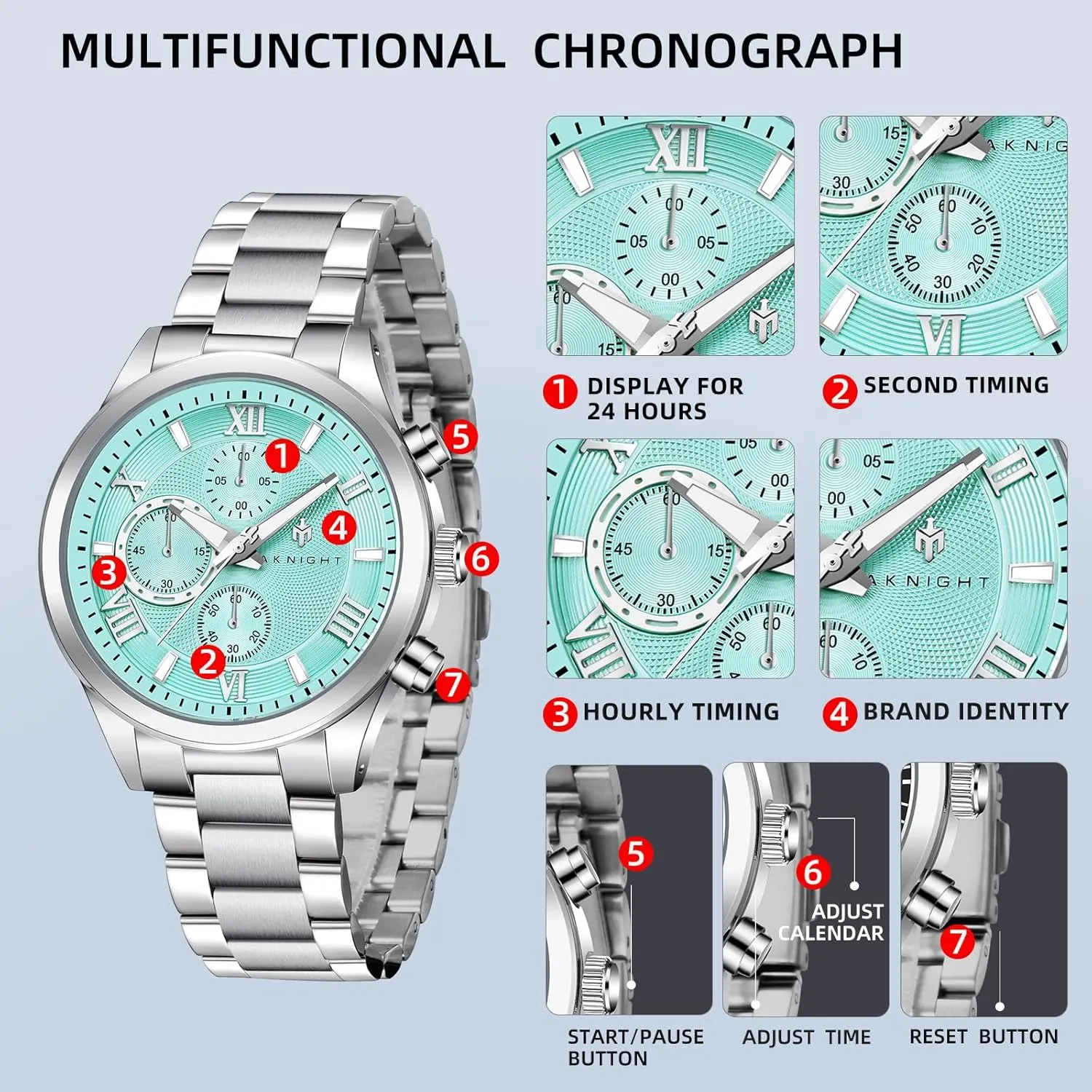 Analog Quartz Mens Watches Chronograph 30M Waterproof Stainless Steel Watch Casual Fashion Designer shelter emanate west thaw attest Dress Wrist Watches Elegant Gift for Men Watches for Men 