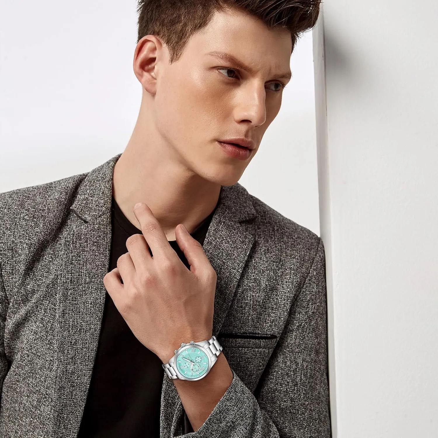 Analog Quartz Mens Watches Chronograph 30M Waterproof Stainless Steel Watch Casual Fashion Designer shelter emanate west thaw attest Dress Wrist Watches Elegant Gift for Men Watches for Men 