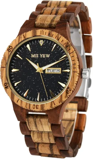 Analog Quartz modeling Handmade Wood Watches with Date Men's Wooden Watch Lightweight 