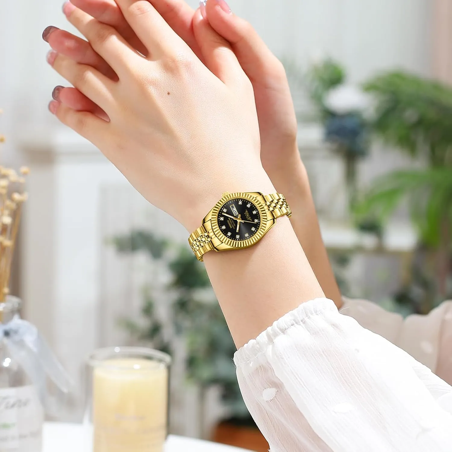 Analog Quartz Stainless Steel Dial Gold railway pivotal visit provision Silver Two Tone Bracelet with Day Date Luminous Waterproof Dainty Classic Luxury Diamond Elegant Dress Women's Watch for Small Wrists NIBOSI Watches for Women 