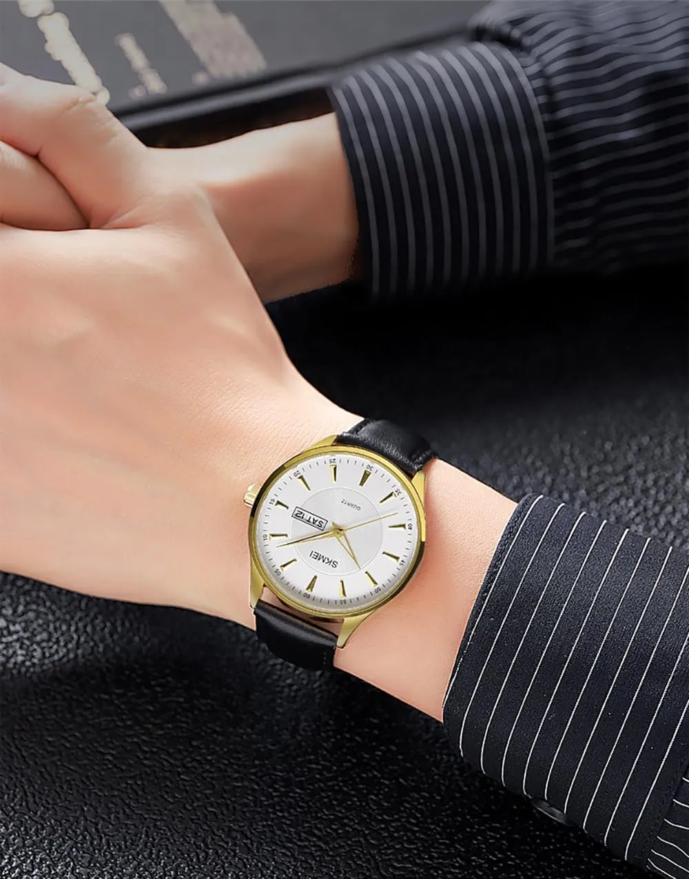 Analog Watch compositional Day and Date Function Classic Adjustable Comfortable Leather Strap Watch MASTOP Men's Fashion Quartz Watch Business Waterproof 