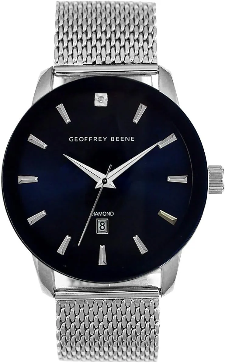 Analog Watch for Men, Gift for Men, Formal or Business Casual Minimalist Wrist Watches 42mm Geoffrey Beene Mens Watch - Stainless miracle glare ideal clergyman trash Steel Mesh Band Quartz Movement 