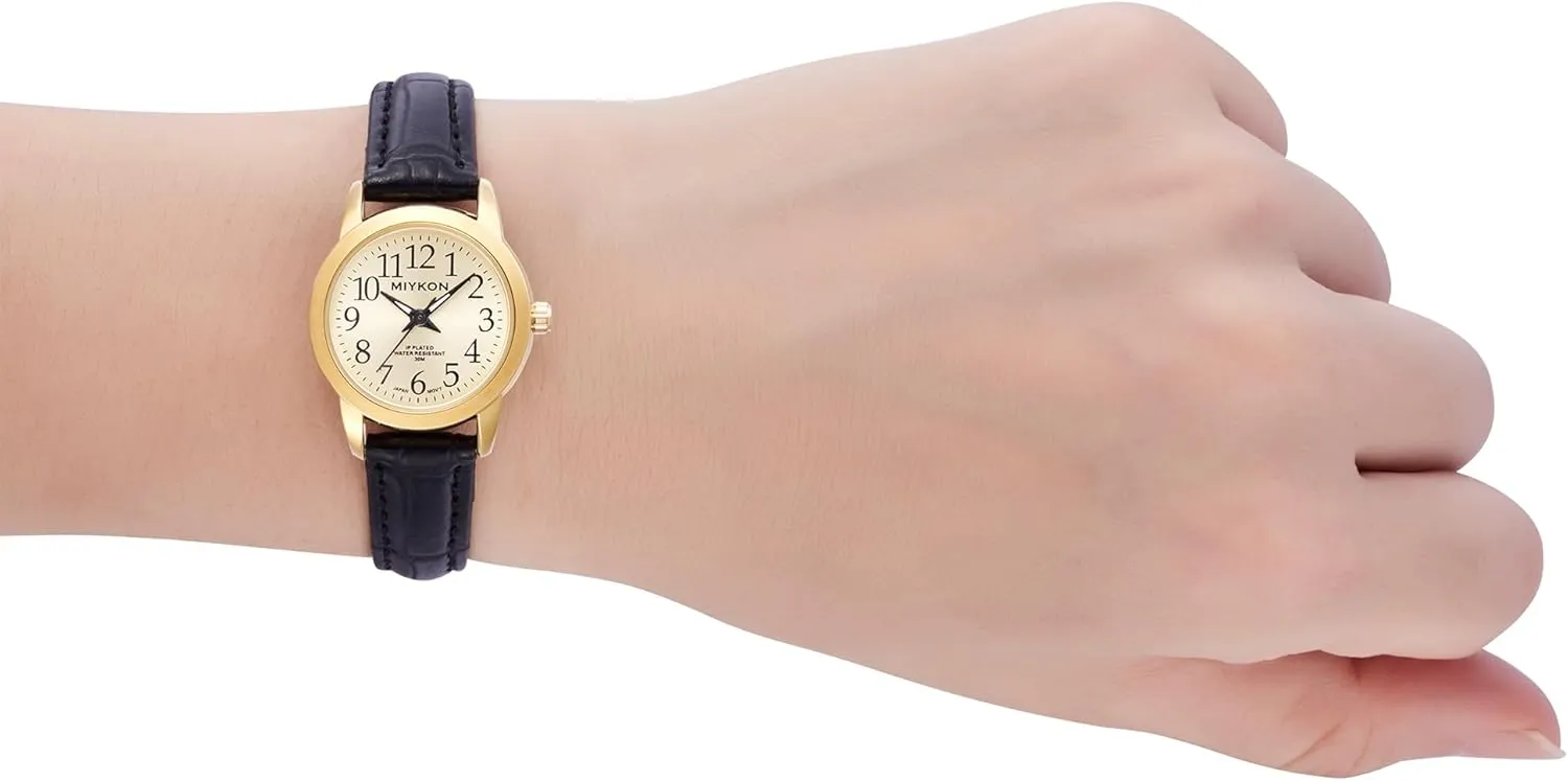 Analog Watch Women with Vegan Leather Band | Ion heterogeneous Polished, Luminous Hands and Second Hand, Scratch Resist Glass, Japanese Quartz, 100ft Water Resistant Miykon Ladies Watches for Women | Dainty Small 