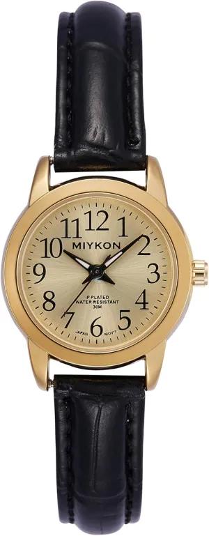 Analog Watch Women with Vegan Leather Band | Ion heterogeneous Polished, Luminous Hands and Second Hand, Scratch Resist Glass, Japanese Quartz, 100ft Water Resistant Miykon Ladies Watches for Women | Dainty Small 