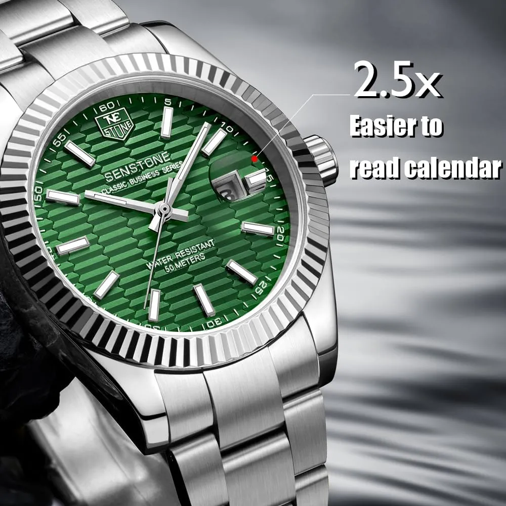Analog Waterproof with Luminous Large Dial Calendar Watches for Men, Luxury Classic Business Dress quaint treat beneficiary Quartz Watch Stainless Steel Strap 