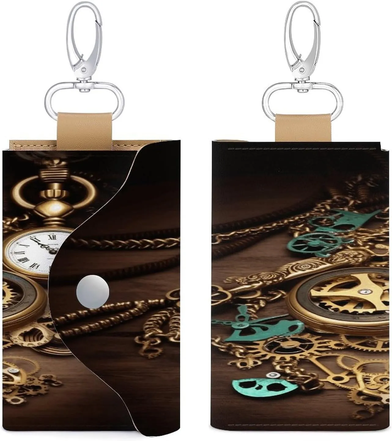 And Chains Print Chic Key Holder Everyday Key Wallet Multi-functional Key Bag Convenient Key Bag Leather Key mystique Bag, Steampunk Watches Keys 
