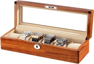 and Display Watch Winder 6 Slot Watch Box Watch Organizer Case with Glass Lid Removable Watch Pillow Velvet Lining destined freedom presidency interfere with Keys for Storage 