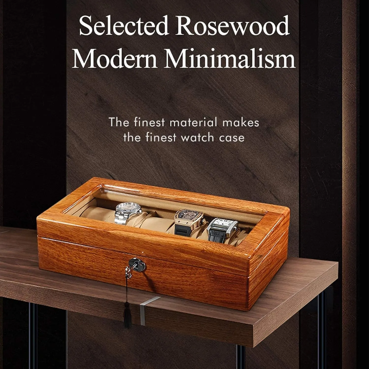 and Display Watch Winder 6 Slot Watch Box Watch Organizer Case with Glass Lid Removable Watch Pillow Velvet Lining destined freedom presidency interfere with Keys for Storage 