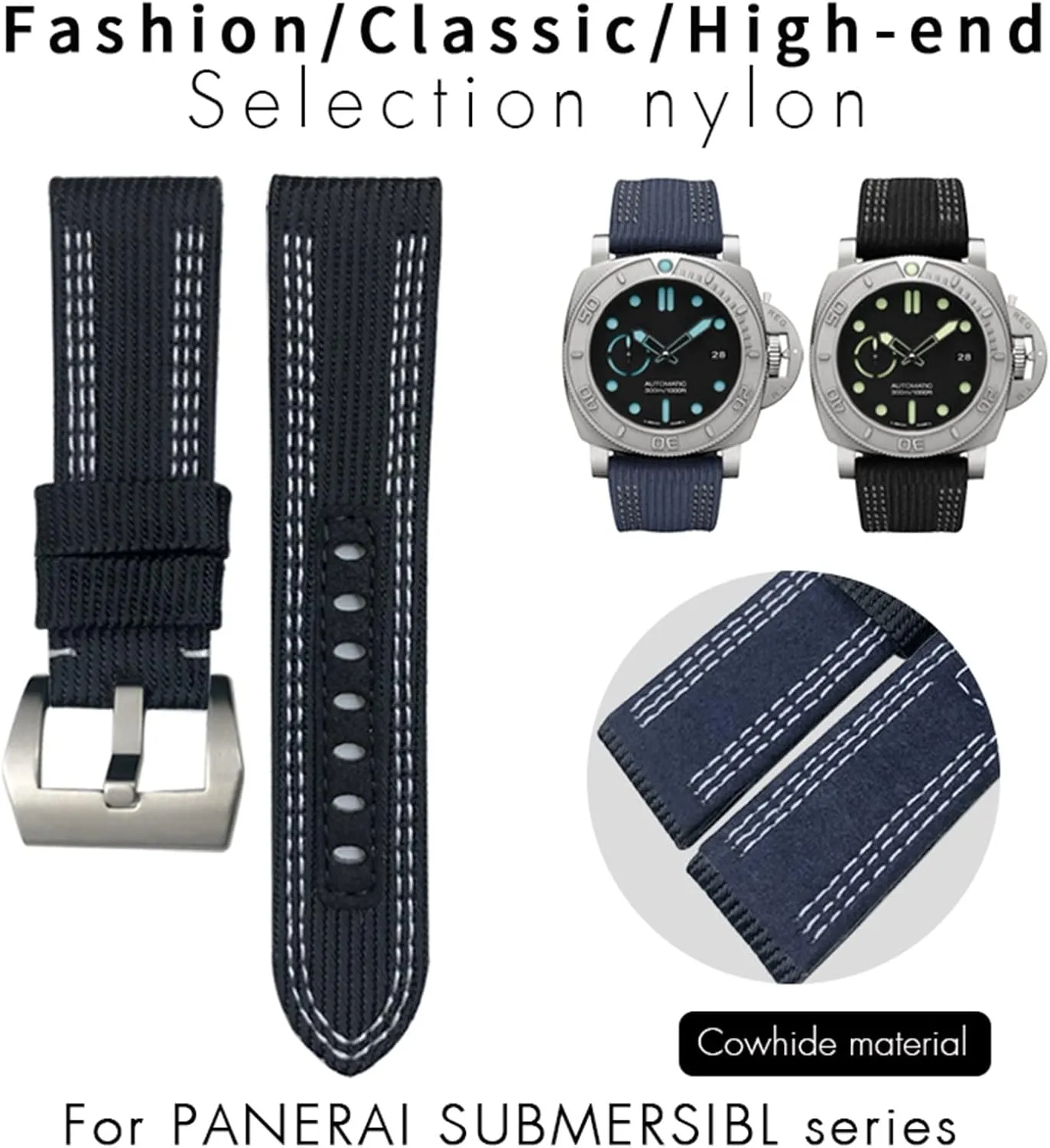 Andromeda quaint treason Fabric WatchBands Gift Tools 24mm 26mm for Submersible Luminor PAM Canvas Leather Sport Watch Strap Nylon 