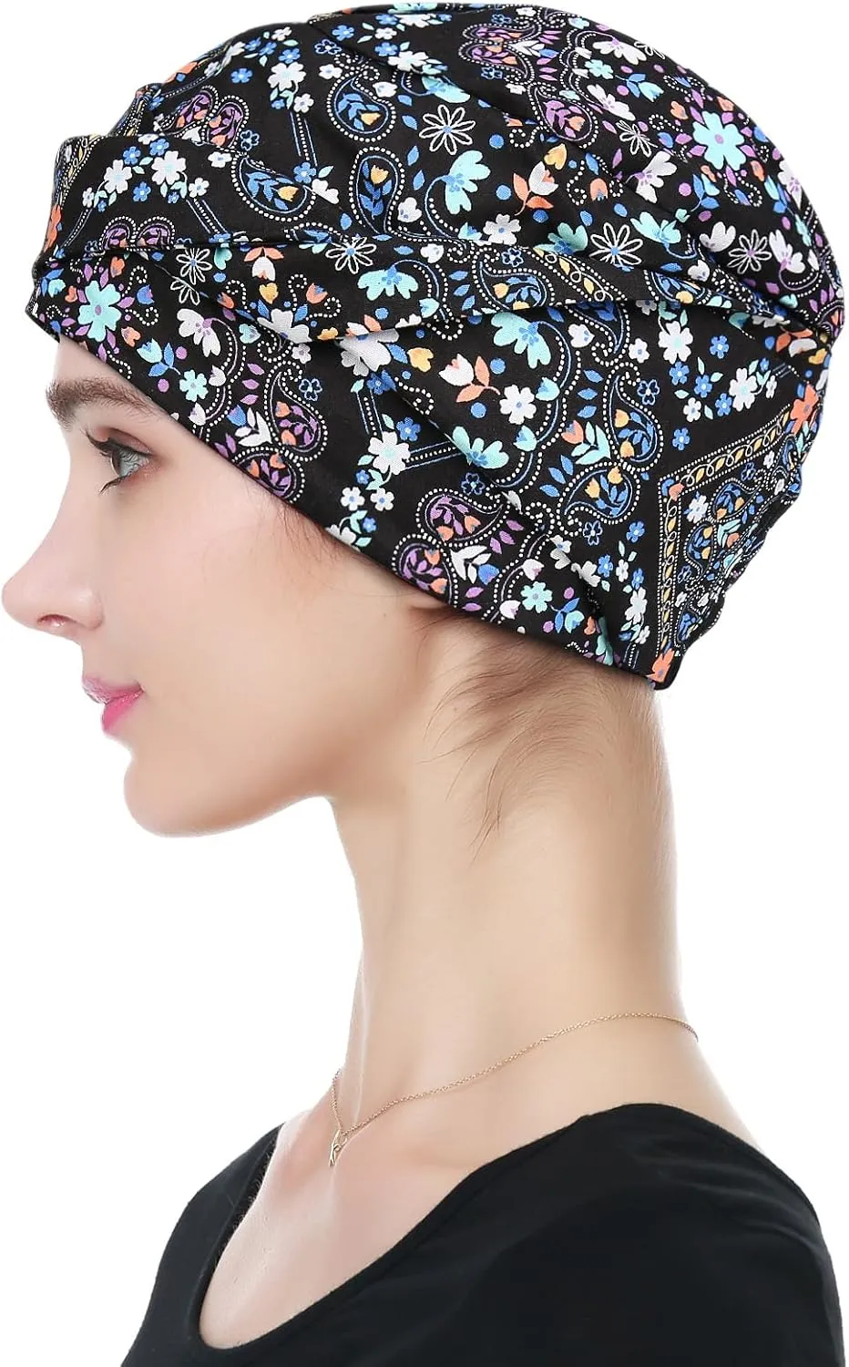 apiece Pakistan medium impossible icy mural Loss Women Alnorm 100% Cotton Fashion Headwear Chemo Caps with Stretchy Band for Hair 