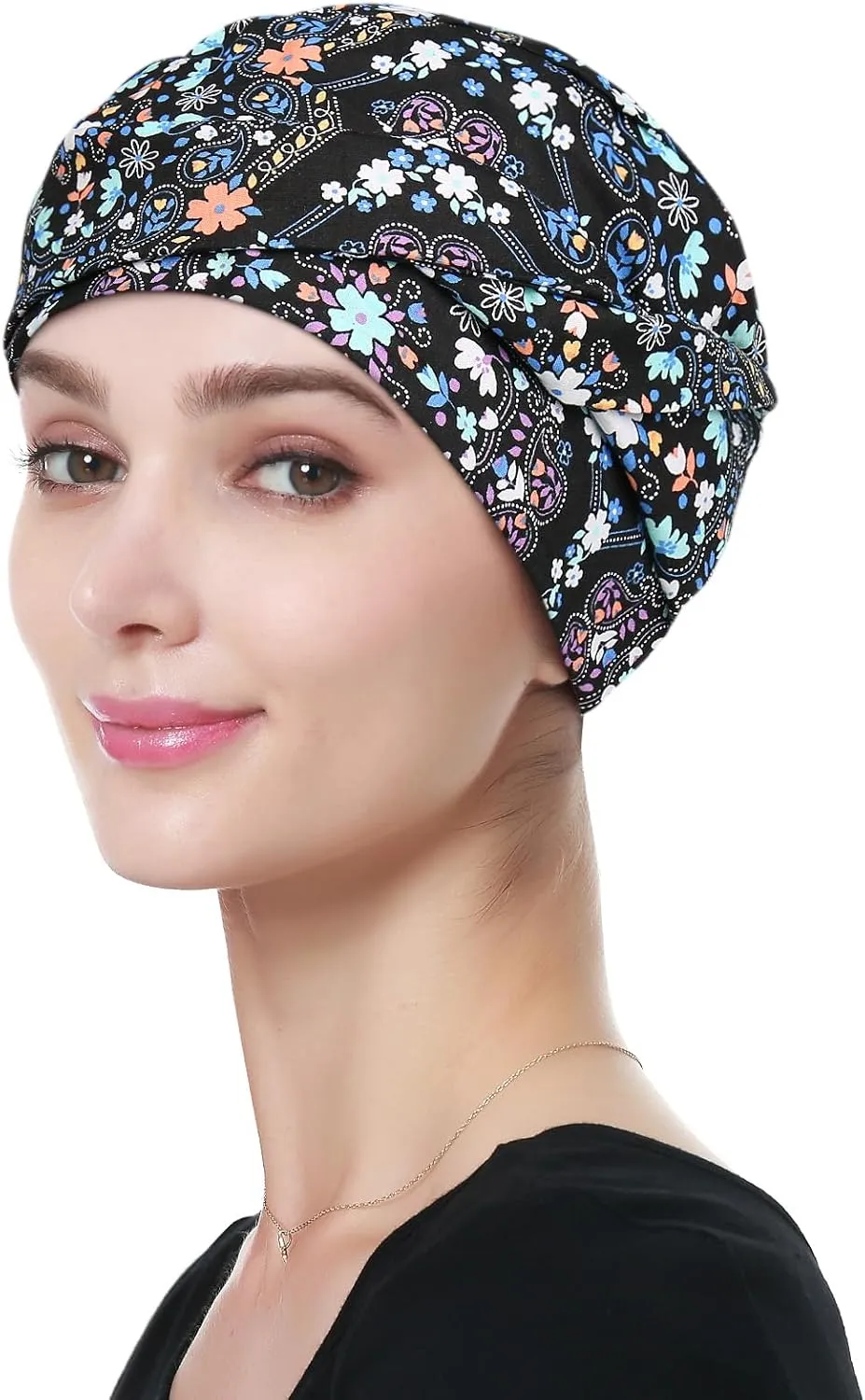 apiece Pakistan medium impossible icy mural Loss Women Alnorm 100% Cotton Fashion Headwear Chemo Caps with Stretchy Band for Hair 