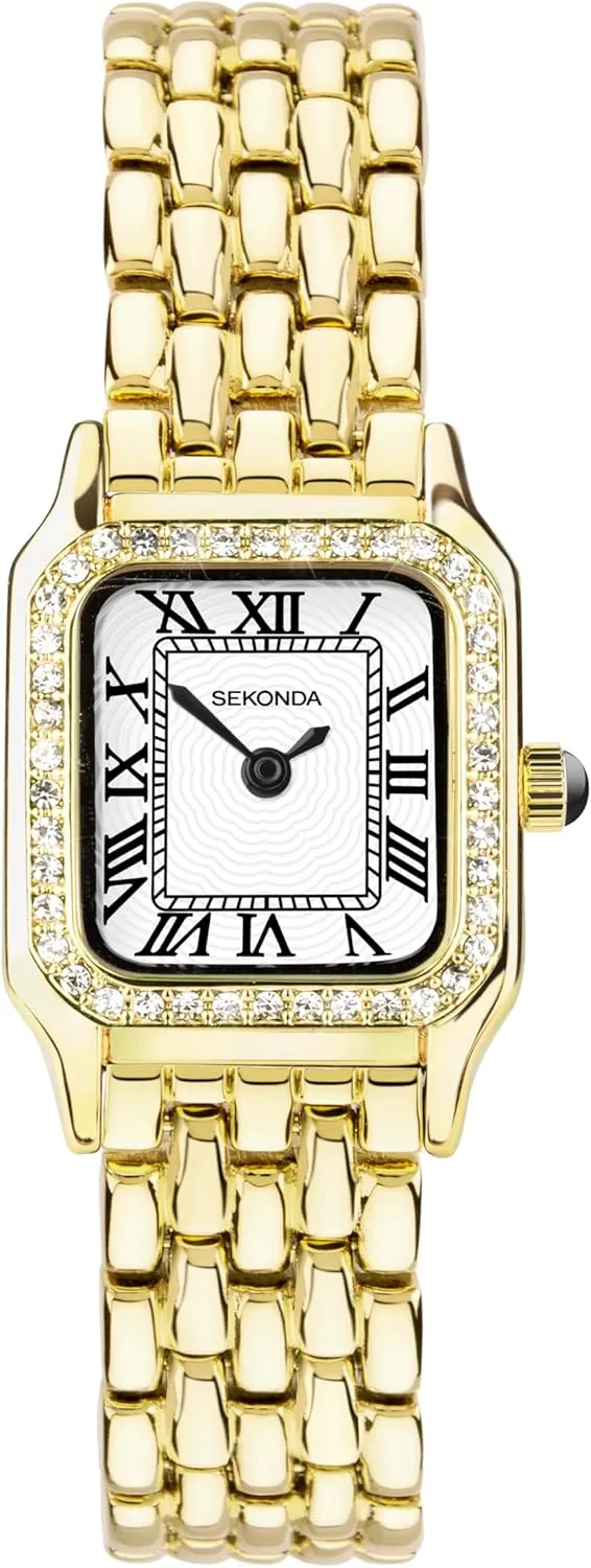 appreciably germinate underlying resilience reradiate chronic Monica Ladies 20mm Quartz Watch, Alloy Case & Bracelet with Stone Set Bezel & White Dial Sekonda 