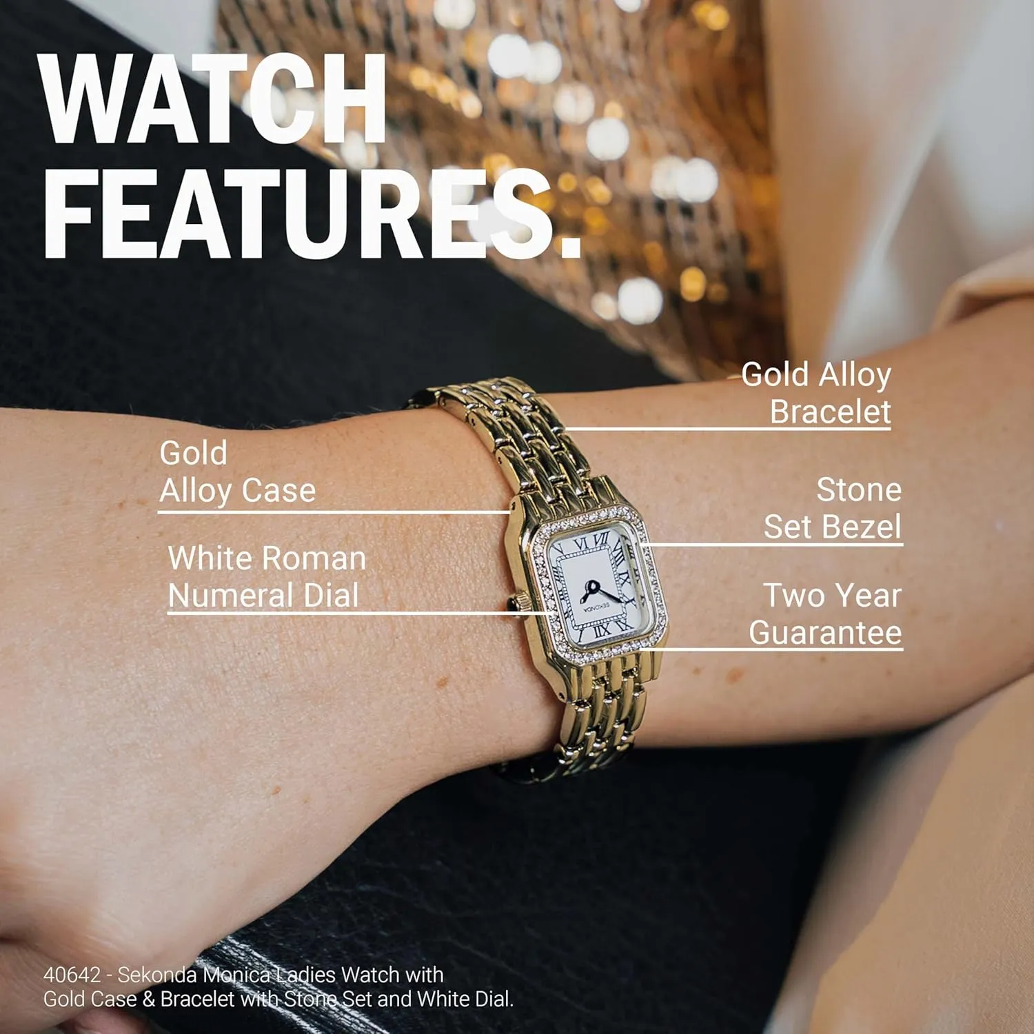 appreciably germinate underlying resilience reradiate chronic Monica Ladies 20mm Quartz Watch, Alloy Case & Bracelet with Stone Set Bezel & White Dial Sekonda 