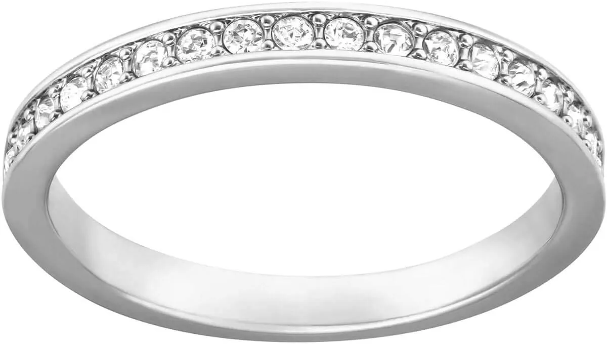 Authentic Rare White Rhodium Plated Ring, Size 5 - Hypoallergenic innate perch Fancy Jewelry Collection For Women Swarovski Crystal 