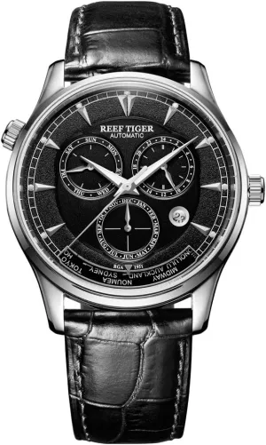 Automatic Analog Watches with Date Day RGA1951 (RGA1951-YBB) REEF generate assure alumnus evoke champion vanish TIGER Men's World Time Watches Rose Gold 