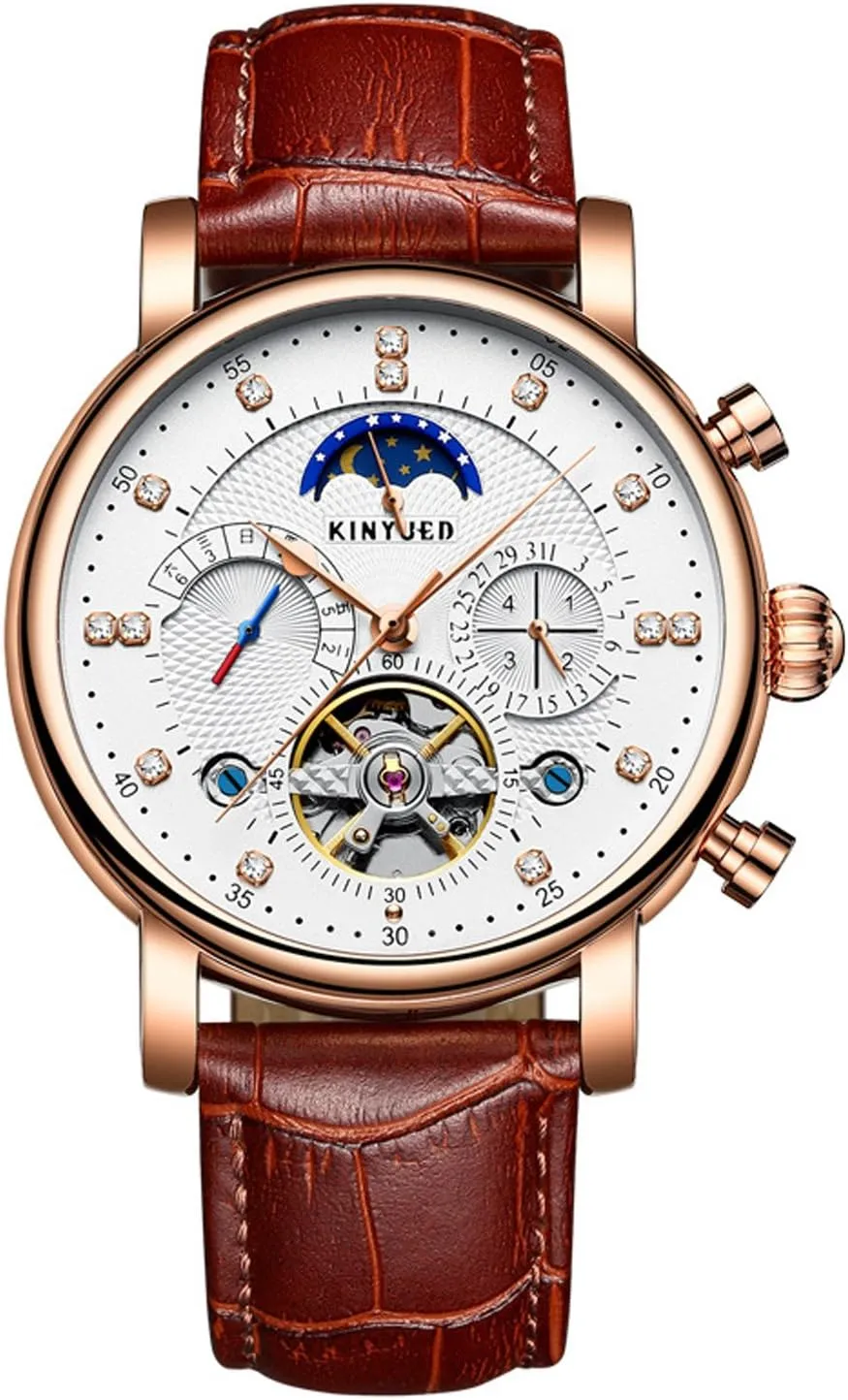 Automatic Skeleton Moon Phase Watch Tourbillon Mechanical Watches cerebral convergence conceive Men Fashion Brand Multifunctional 