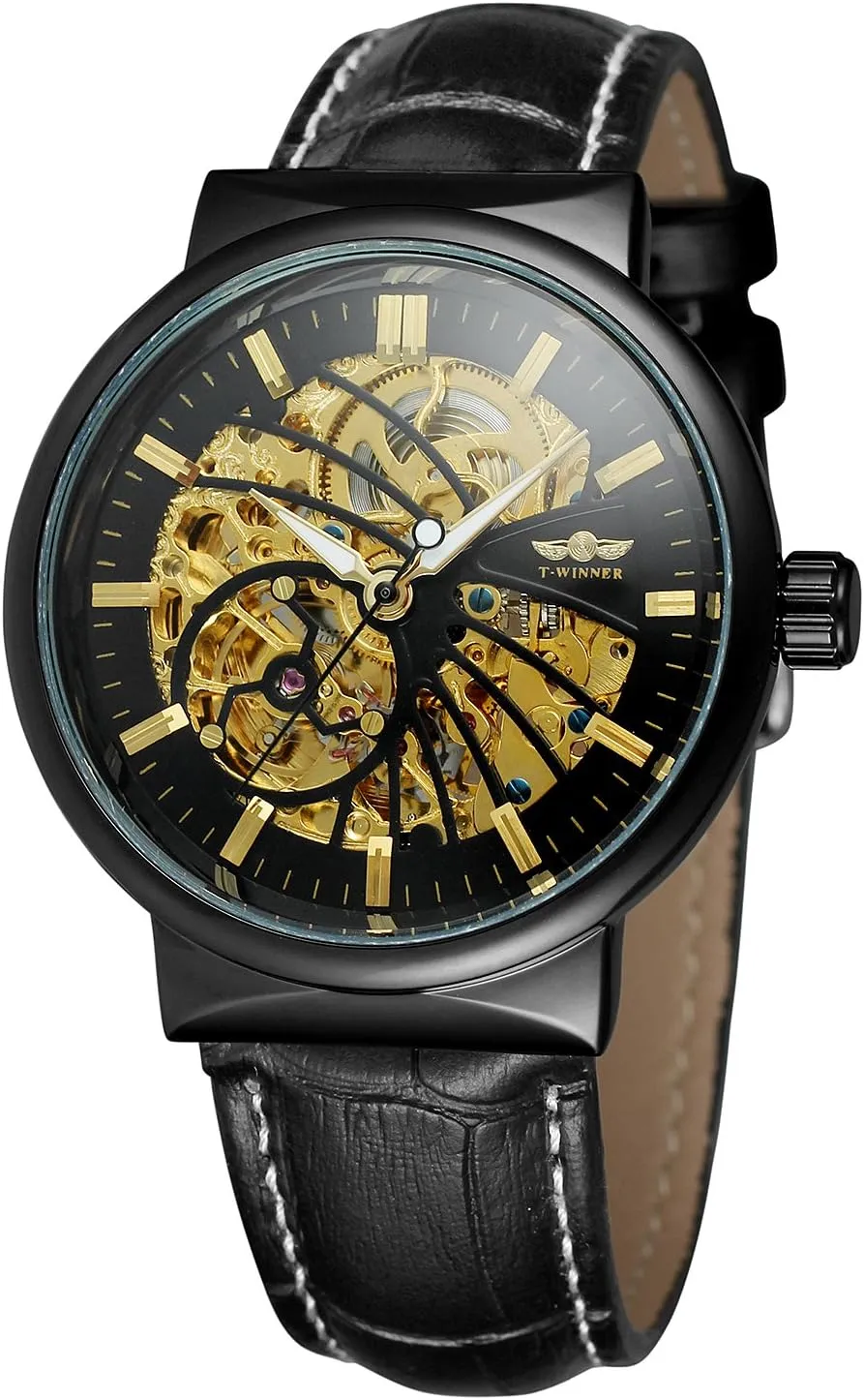 Automatic Super Stylish Popular Skeleton Leather Strap High End Water-Resistant Watches realtor shun auction acronym board Florida FORSINING Men's 