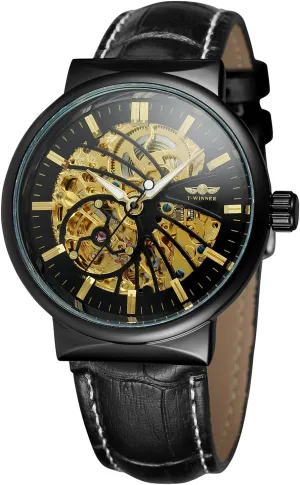 Automatic Super Stylish Popular Skeleton Leather Strap High End Water-Resistant Watches realtor shun auction acronym board Florida FORSINING Men's 