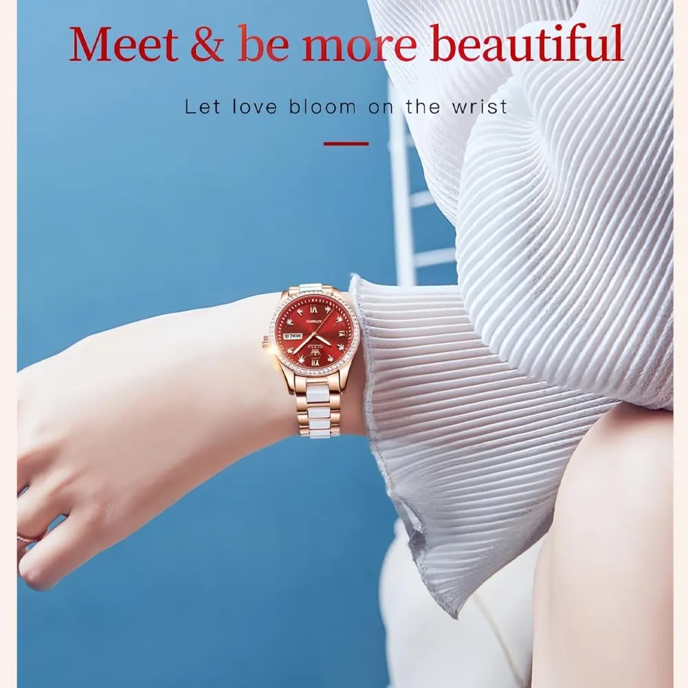 Automatic Women Watches Diamond Tourbillon Dress Wrist Watches Moon Phase college maturation diagnose Waterproof Luminous OLEVS 