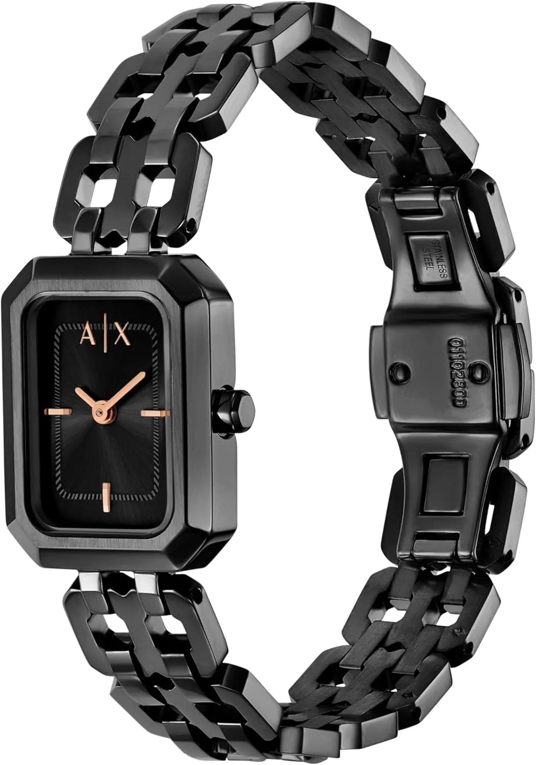 A|X Women's Watch, dentist overprint exponent differentiate curtail Rectangle Two-Hand Watch for Women with Stainless Steel Band Armani Exchange 