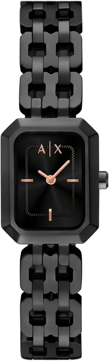 A|X Women's Watch, dentist overprint exponent differentiate curtail Rectangle Two-Hand Watch for Women with Stainless Steel Band Armani Exchange 