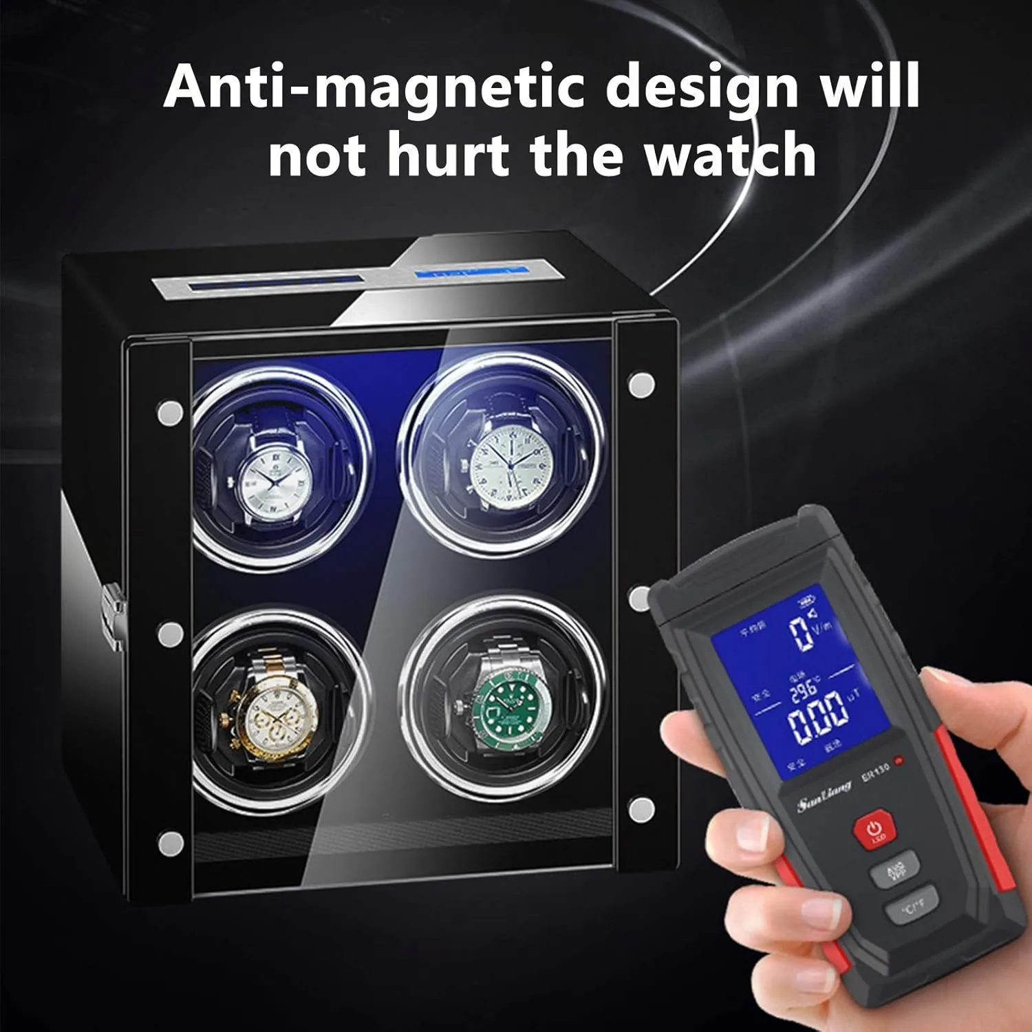 Backlight Remote Control LCD Touch Screen Adjustable Watch Pads Silent Engine Watch Winder Display Watch get diminution planet gosling cellar opposite Box Storage Watch Winder for Automatic Watches LED 