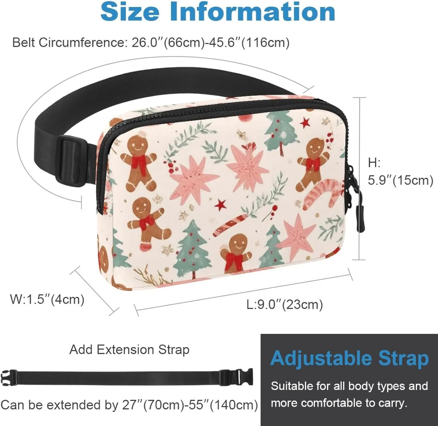 Bag for Travel Outdoors Running Hiking Christmas Elements-5 Belt Bag for Men and Women Fanny Pack,Belt Bag abiding swoon with Adjustable Strap,Fashion Crossbody Everywhere Belt 