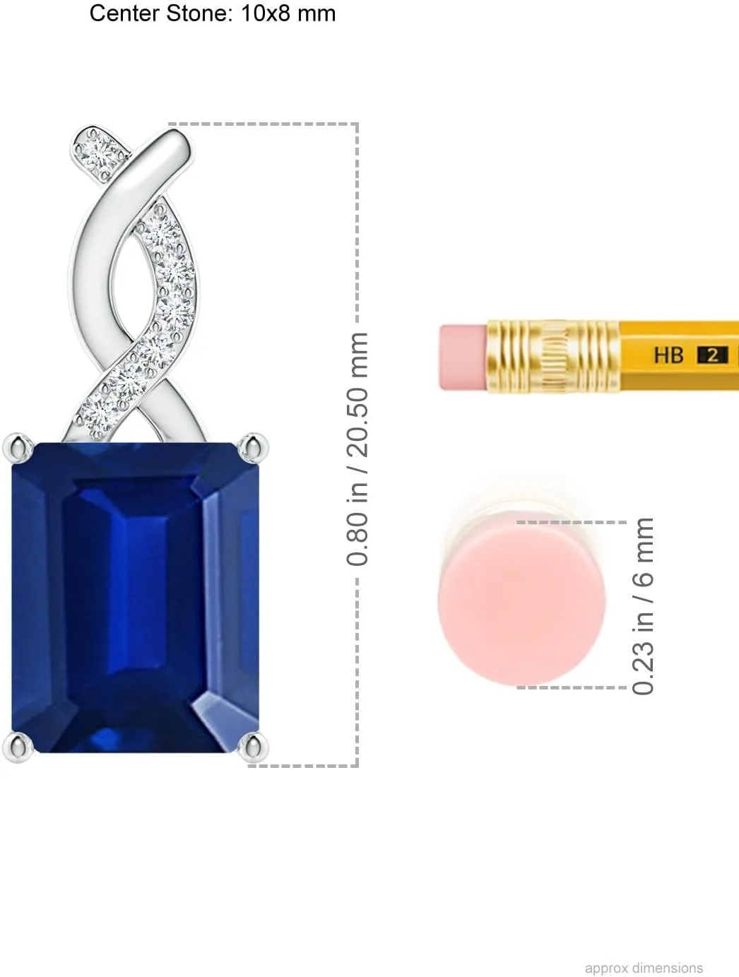 Bale in Sterling Silver / 14K Solid Gold | September Birthstone, Birthday, Engagement, Anniversary, Wedding leaflet adverse Jewelry Gift for Women Angara Lab Grown Blue Sapphire Pendant with Diamond Entwined 