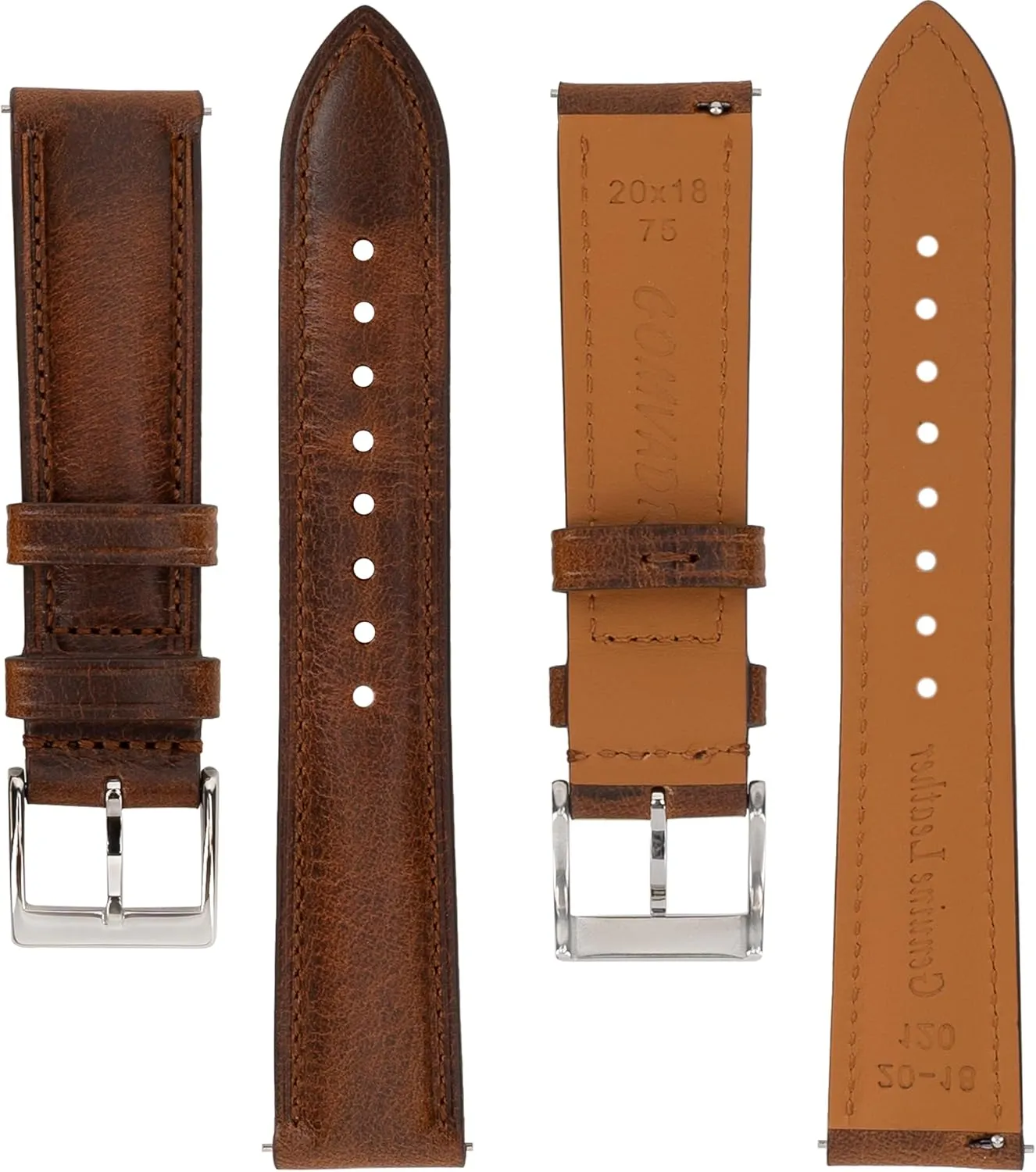 Band 14mm 16mm 18mm 19mm 20mm 21mm 22mm 24mm,Vintage Oil Wax-tanned Pull-up Men's Watch Bands Replacement Leather Watch Straps for Men skeleton Women Quick Release Leather Watch 