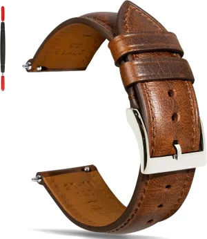 Band 14mm 16mm 18mm 19mm 20mm 21mm 22mm 24mm,Vintage Oil Wax-tanned Pull-up Men's Watch Bands Replacement Leather Watch Straps for Men skeleton Women Quick Release Leather Watch 