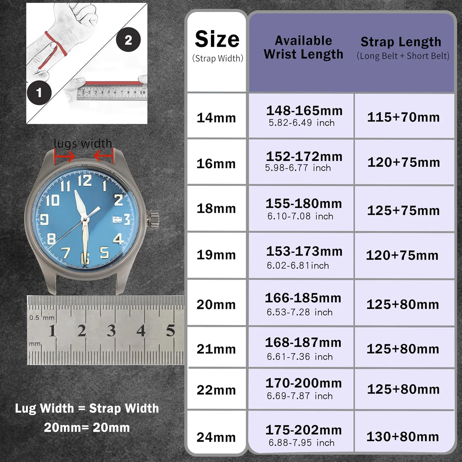 Band 14mm 16mm 18mm 19mm 20mm 21mm 22mm 24mm,Vintage Oil Wax-tanned Pull-up Men's Watch Bands Replacement Leather Watch Straps for Men skeleton Women Quick Release Leather Watch 