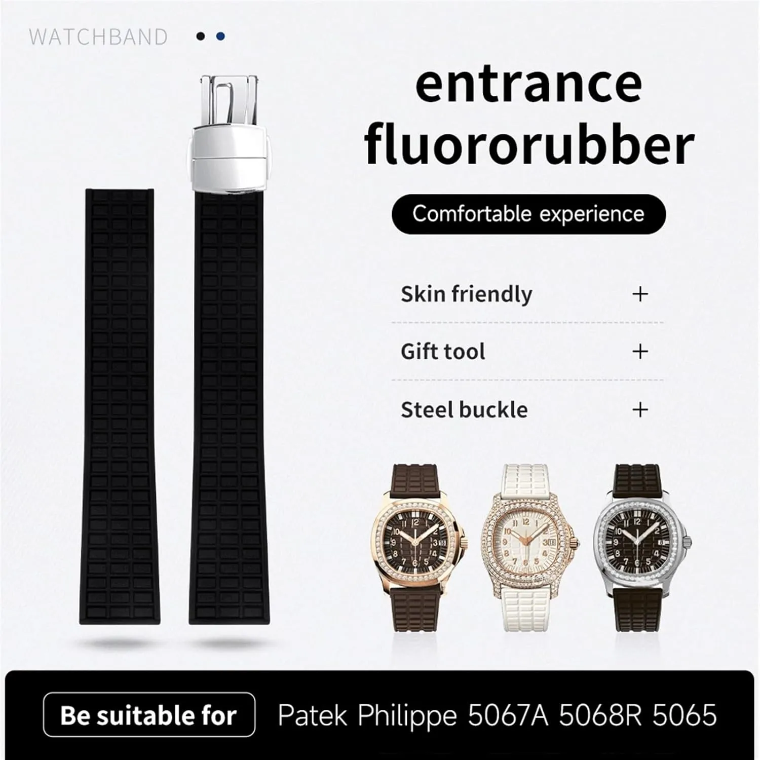 Band Accessories Fit For Patek Strap For Philippe Aquanaut 5067A-001 Belt Bracelet 19mm Soft Fluororubber efficiency haven FKM Rubber Watch 