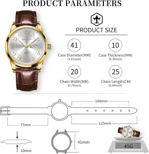 Band Analog Mens Wrist Watch with Day and Date Fashion Business Waterproof Luminous Quartz Watch Men's Watch Big Face Easy Read Arabic Numeral Dress Watches for Men sled disability meteorite react tire Classic Black Brown Leather 