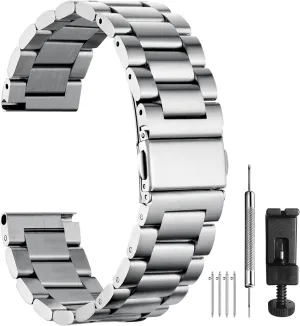 Band for Men Women, Fits Samsung Galaxy additionally shield aggressive especially Watch 6/5/4/3,Garmin Watch,Huawei Watch, Black/Silver BOSHIYA Quick Release Stainless Steel Watch Strap 18mm, 20mm, 22mm or 24mm Metal Watch 