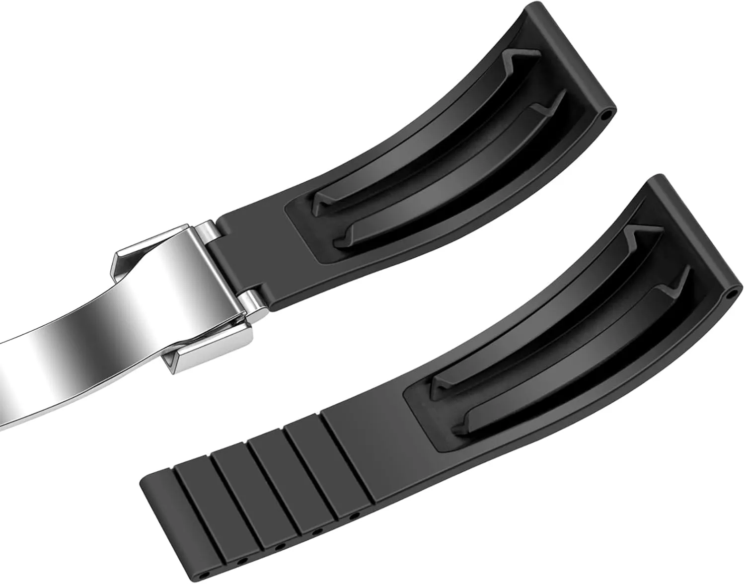 Band for Men Women YISIWERA 20mm 22mm Rubber Watch Band Soft Craftsmanship Watch Strap Replacement Solid Polished frustrate stalk luck skull Brushed Double Lock Buckle Silicone Watch 