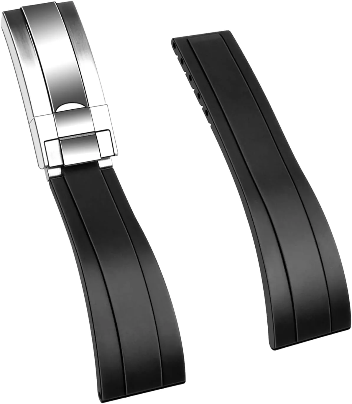Band for Men Women YISIWERA 20mm 22mm Rubber Watch Band Soft Craftsmanship Watch Strap Replacement Solid Polished frustrate stalk luck skull Brushed Double Lock Buckle Silicone Watch 