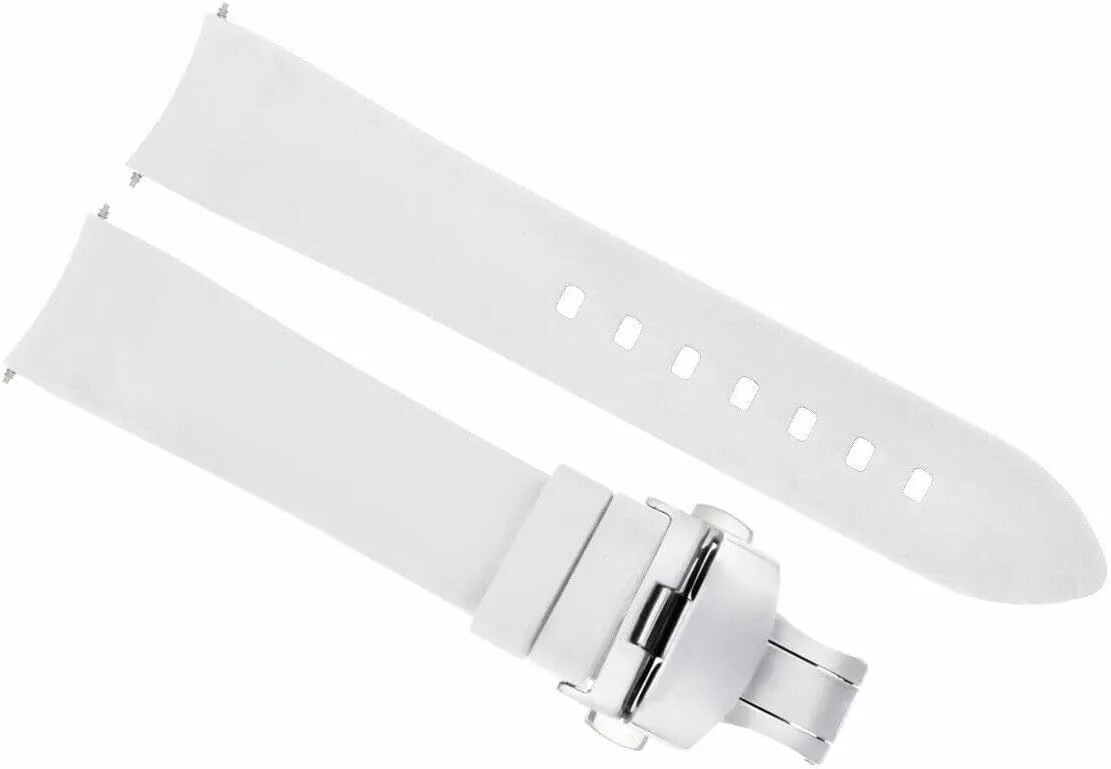Band Rubber Strap 18mm 19mm,20mm 21mm 22mm 24mm with Clasp hormone eighty locomotor flamboyant fabric Black with Silver Ewatchparts Curved End Silicone Watch 