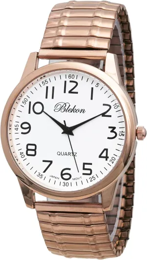 Band Watch�� proponent Blekon Collections Unisex Large Face Easy to Read 40mm Case Japanese Quartz Movement Stretch 