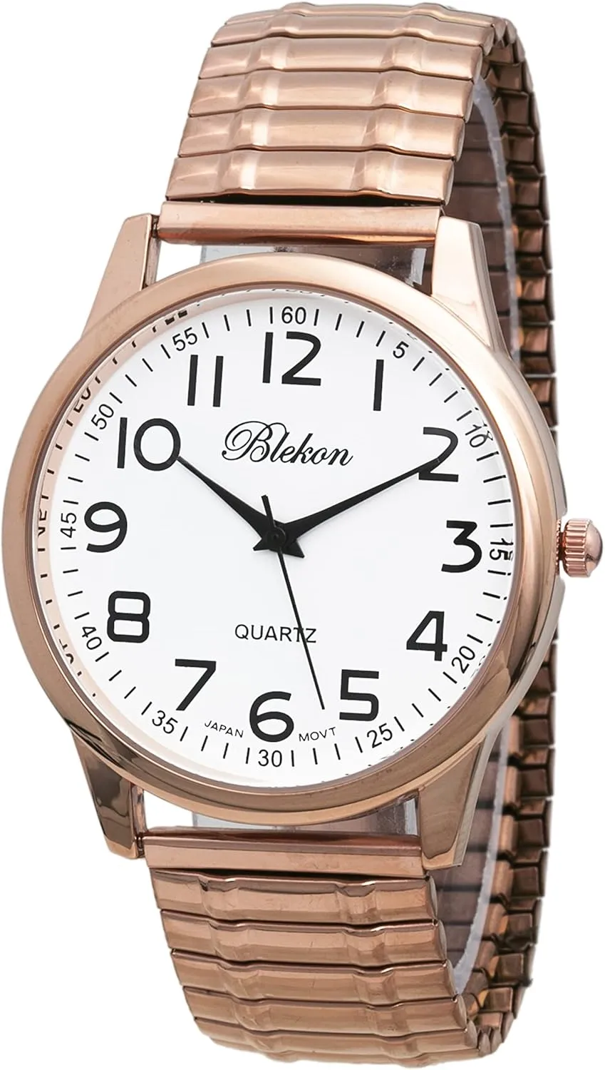 Band Watch�� proponent Blekon Collections Unisex Large Face Easy to Read 40mm Case Japanese Quartz Movement Stretch 