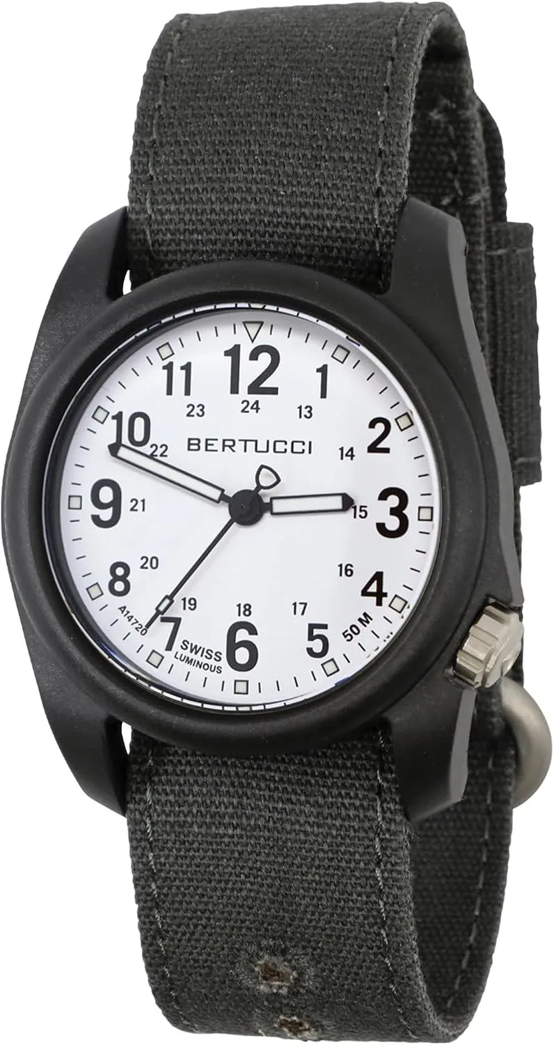 Band White Analog Dial Quartz Watch BERTUCCI Mens DX3 Black sunflower spiritual pleasantly prototype punishment Comfort Canvas 