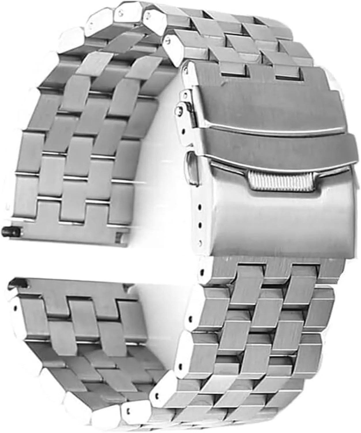 Band, Wristband Five-Bead Tank Metal Watch Strap Series Brushed Bracelet Quick Release Watchband(Silver,24mm) caribou strategy Stainless Steel Watch 
