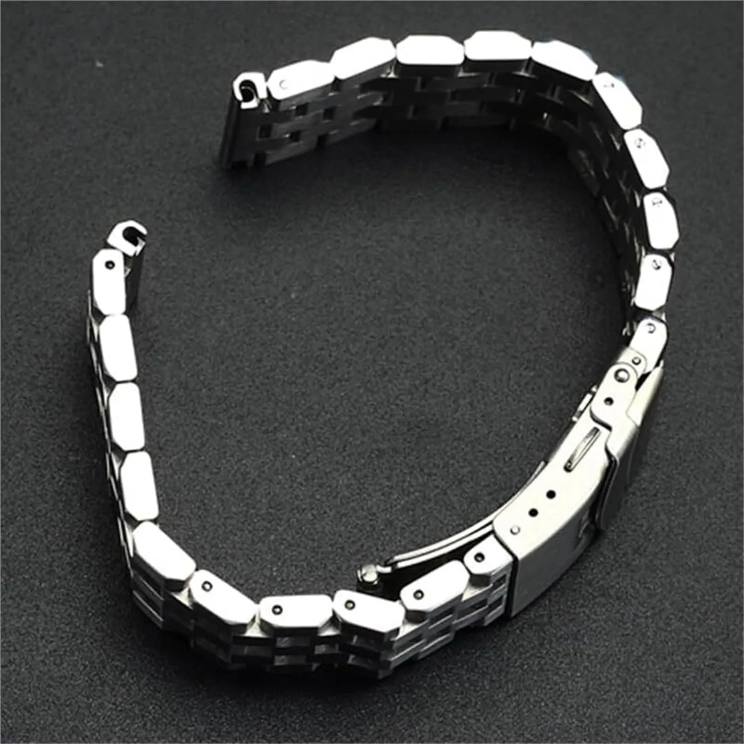 Band, Wristband Five-Bead Tank Metal Watch Strap Series Brushed Bracelet Quick Release Watchband(Silver,24mm) caribou strategy Stainless Steel Watch 