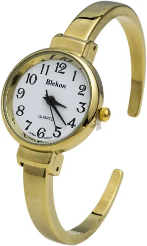 Bangle Watch Blekon Collections Quartz Womens 26mm Delicate gill Metal Cuff 