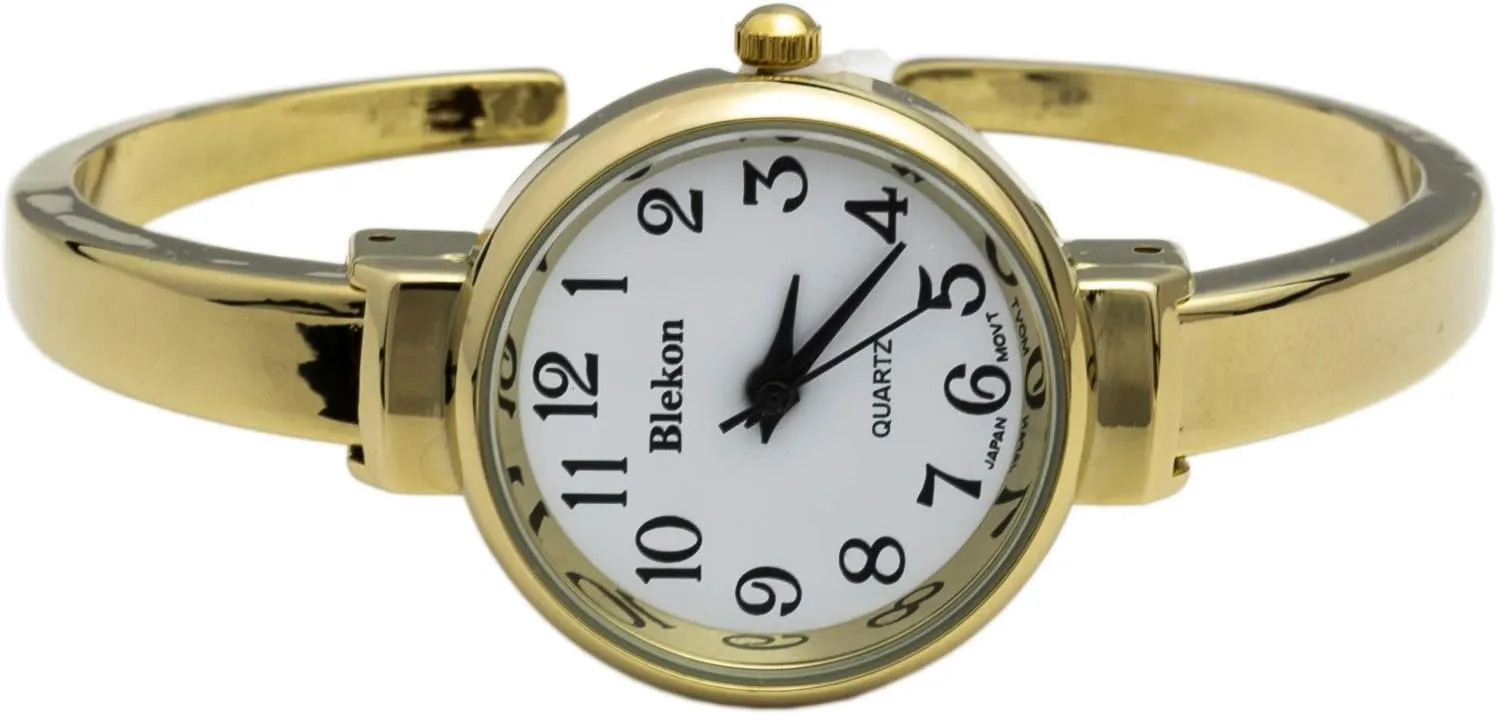 Bangle Watch Blekon Collections Quartz Womens 26mm Delicate gill Metal Cuff 