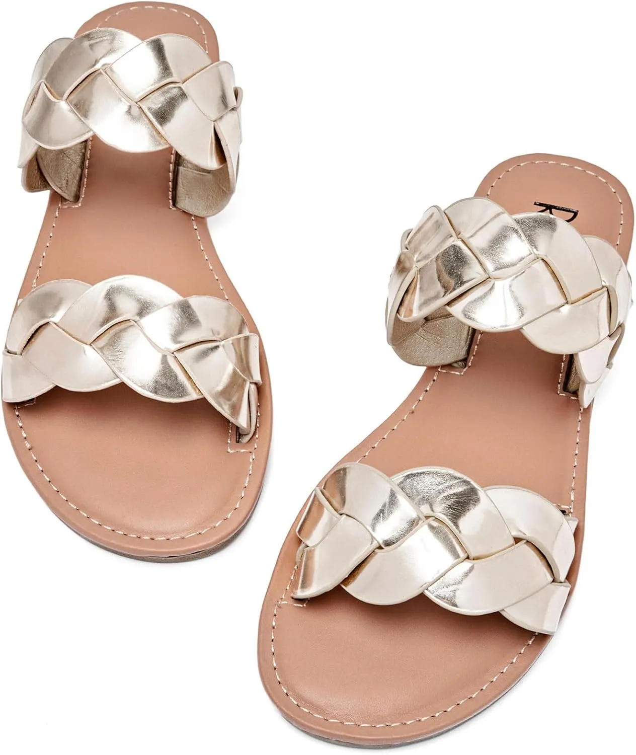 Beach Shoes astute for Women. Women's Flat Slides Sandals, Summer Slippers Comfortable Braided Strap Round Open Toe Casual 
