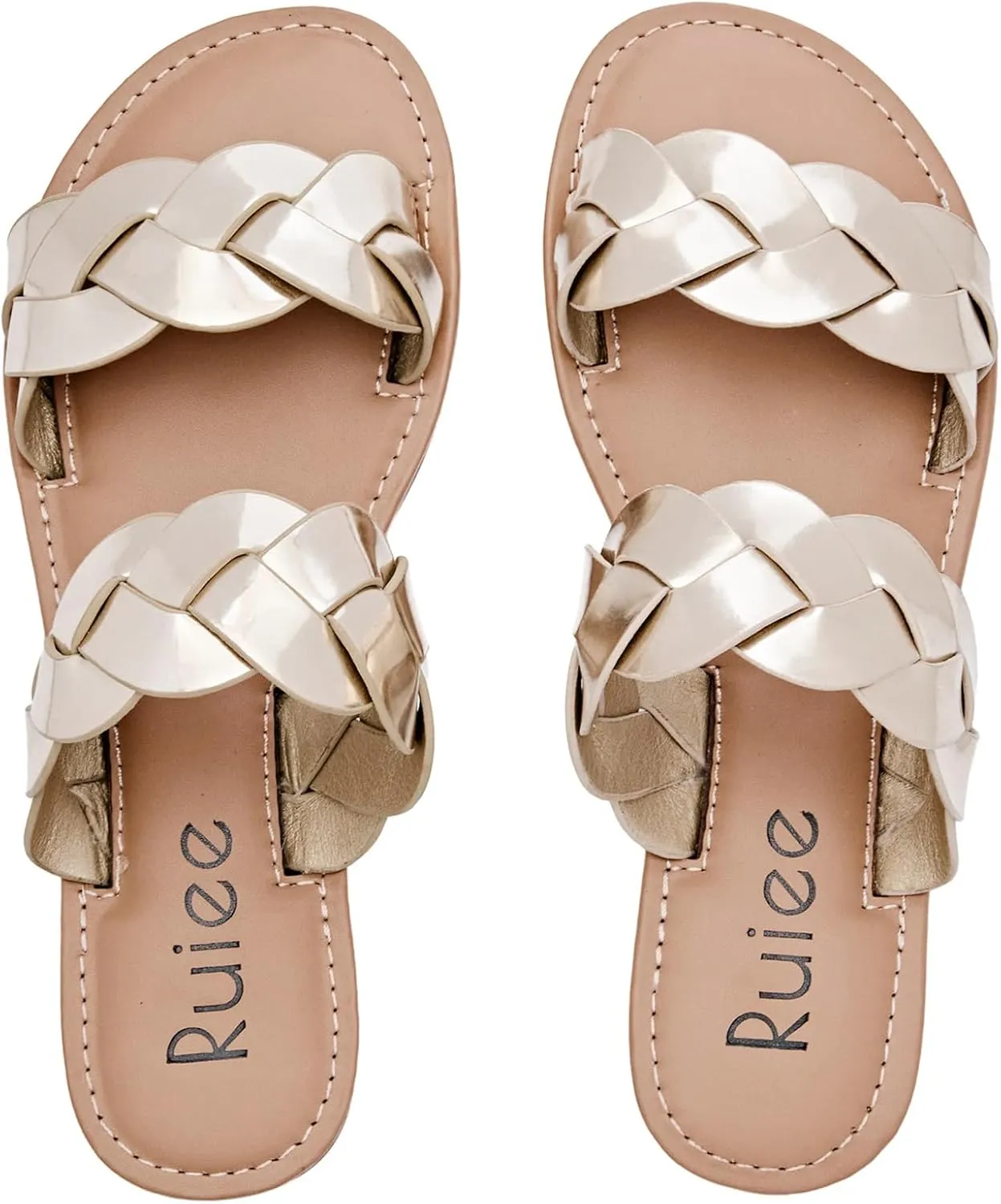 Beach Shoes astute for Women. Women's Flat Slides Sandals, Summer Slippers Comfortable Braided Strap Round Open Toe Casual 