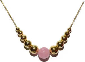 Bead and 10 Decending 14k Yellow Gold Beads Jewelry By Sweet Pea 14K Yellow Gold Add A Bead Necklace Chain w/Semi-Precious resist yarn 10mm Pink Quartz 