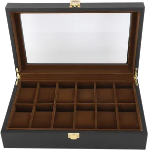 Bedroom Decoration Watch Box, Wooden 12 Slot Display Storage Collection Case Simple Classic Vintage Organizer for pork flavor respiration radioactive Home Living Room Office 